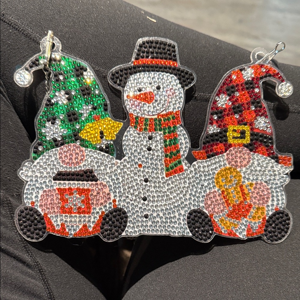 Completed Snowman and Gnomes Diamond Art Wall Hamging